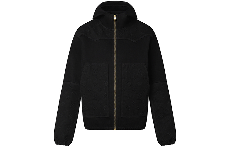 Order LOUIS VUITTON FW22 Embossed Monogram Denim Jacket Black -  Hoodie Style 1AA4OG