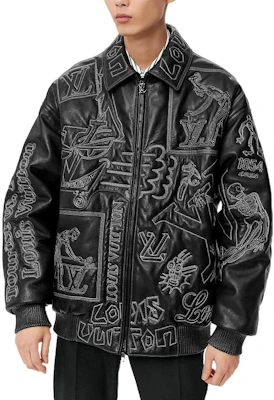 路易威登 FW22 刺繡皮革飛行員拉鍊外套 黑色 1A96VM Details for 路易威登 FW22 刺繡皮革飛行員拉鍊外套 黑色 1A96VM