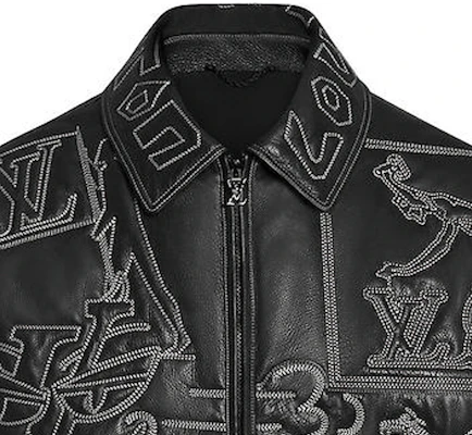 路易威登 FW22 刺繡皮革飛行員拉鍊外套 黑色 1A96VM Sizing 路易威登 FW22 刺繡皮革飛行員拉鍊外套 黑色 1A96VM