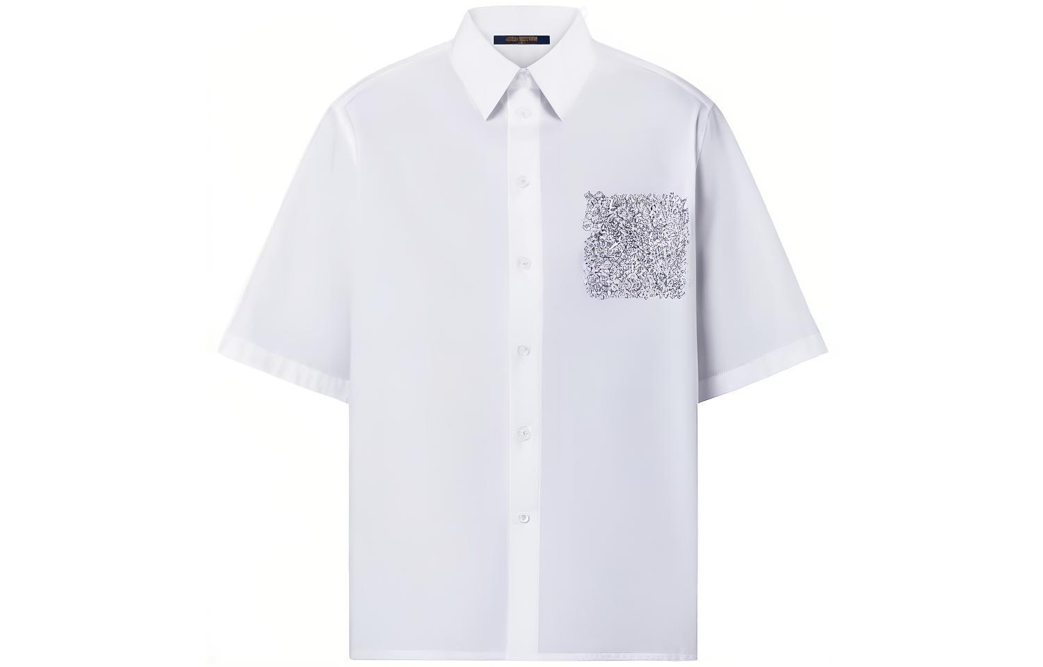 LOUIS VUITTON FW22 Embroidered Pocket Shirt White  Shirt. 1AA5G6
