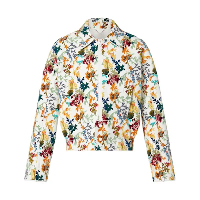 Louis Vuitton FW22 Floral Embroidered Cinched Waist Jacket Multicolor 1AAHGI