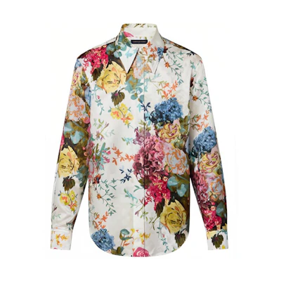 LOUIS VUITTON FW22 Floral Print Long Sleeve Shirt White Fashion Shirt. 1AAGKY