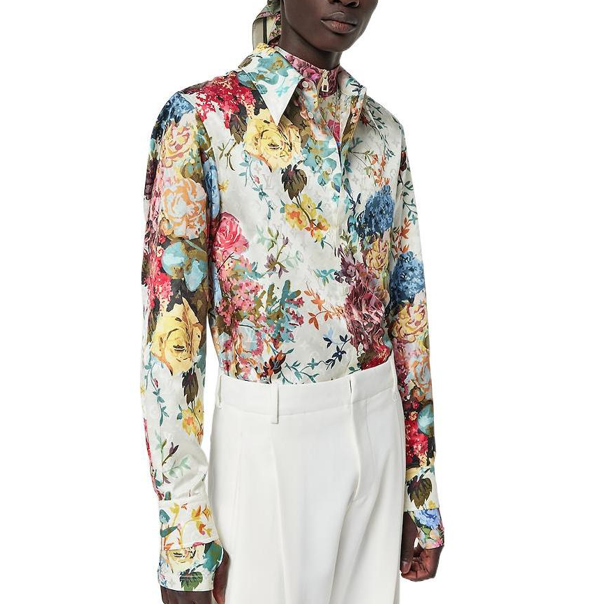 LOUIS VUITTON FW22 Floral Print Long Sleeve Shirt White  Fashion Shirt. 1AAGKY 圖 6