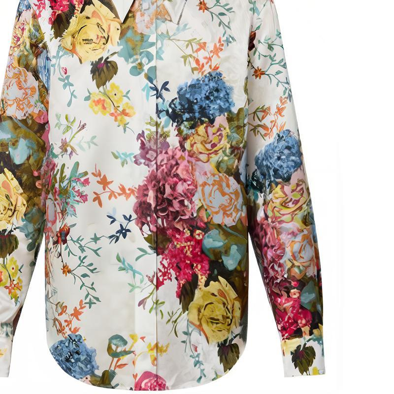 LOUIS VUITTON FW22 Floral Print Long Sleeve Shirt White  Fashion Shirt. 1AAGKY 圖 8