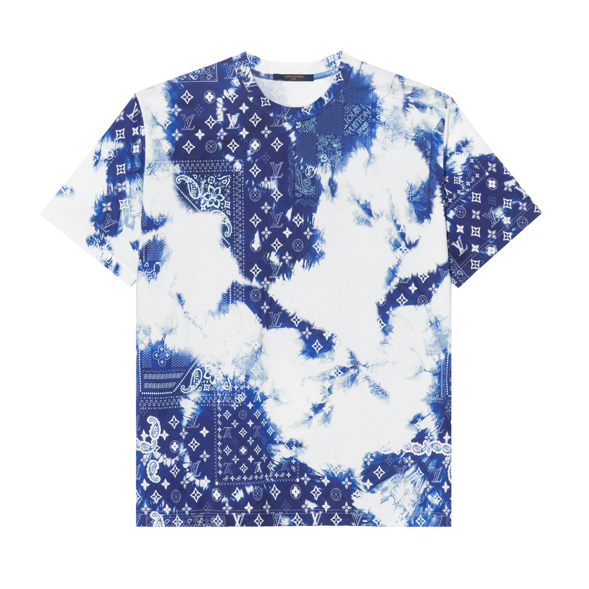 LOUIS VUITTON FW22 Geometric Logo Paisley Tie-Dye Tee Blue  T-Shirt. 1AA5F4