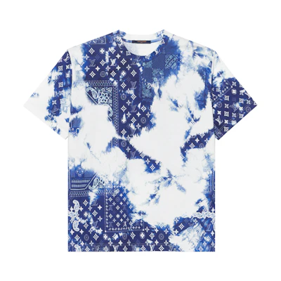 LOUIS VUITTON FW22 Geometric Logo Paisley Tie-Dye Tee Blue T-Shirt. 1AA5F4
