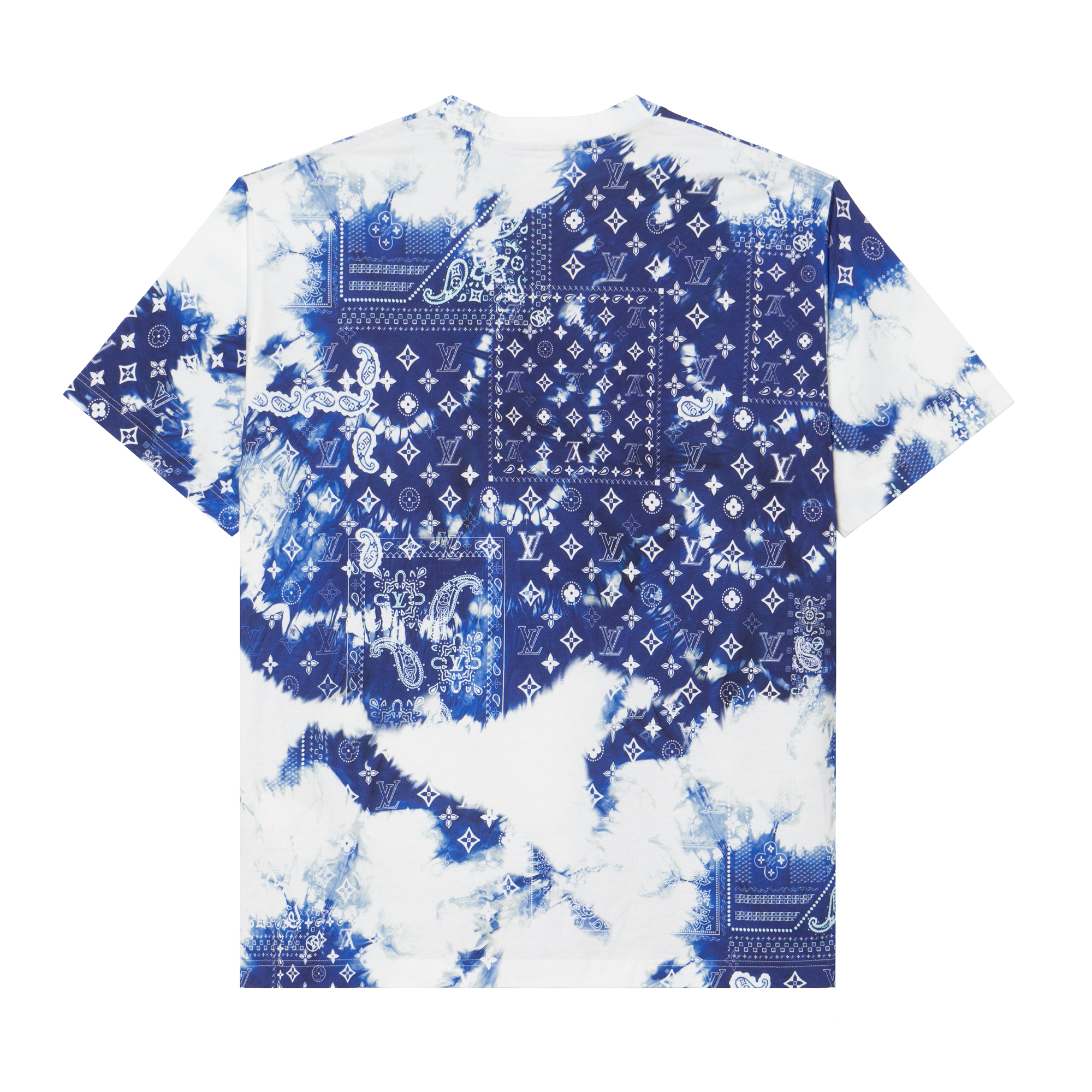 Lookbook LOUIS VUITTON FW22 Kaos Biru Logo Geometris Paisley Tie-Dye. 1AA5F4