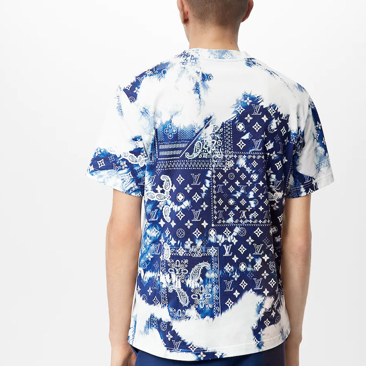 Details for LOUIS VUITTON FW22 Kaos Biru Logo Geometris Paisley Tie-Dye. 1AA5F4