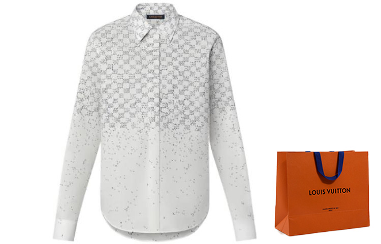 LOUIS VUITTON FW22 Gradient Check Print Long Sleeve Shirt White Men 1AA5EW 圖 6