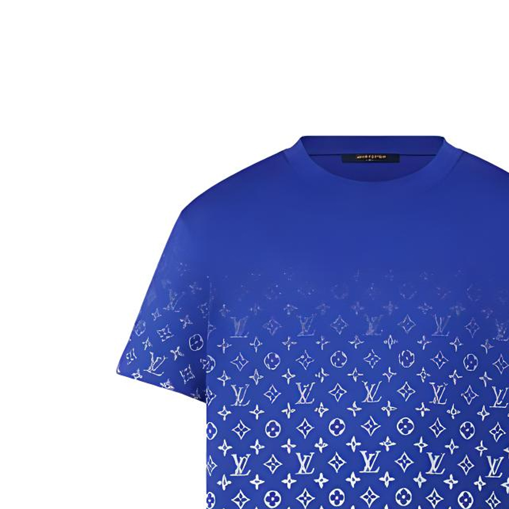 Details for LOUIS VUITTON FW22 Gradient Logo Crewneck T-Shirt Biru Pria. 1AA51N