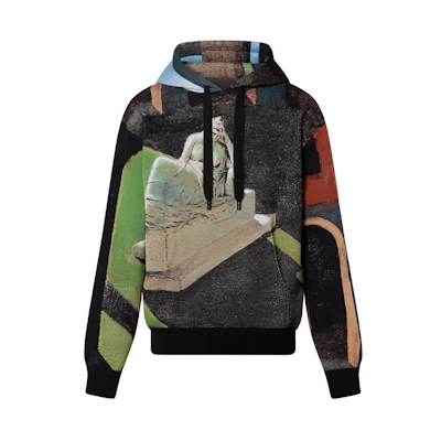 Louis Vuitton FW22 Graphic Jacquard Oversized Hoodie Black 1AAGVN