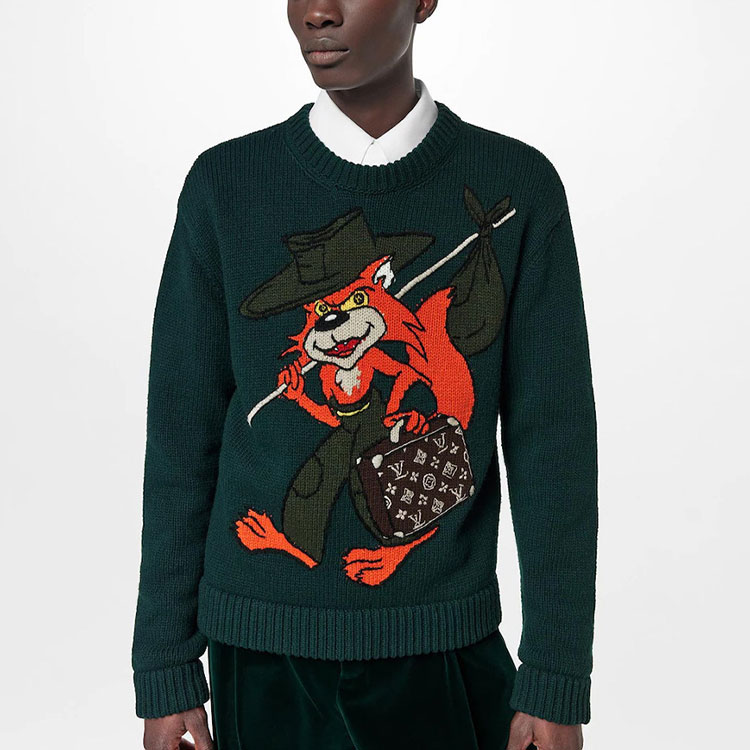 Purchase 路易威登 FW22 绿色卡通提花圆领毛衣 时尚潮流 1AAGVG