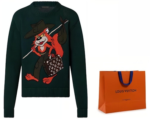 路易威登 FW22 绿色卡通提花圆领毛衣 时尚潮流 1AAGVG Sizing 路易威登 FW22 绿色卡通提花圆领毛衣 时尚潮流 1AAGVG