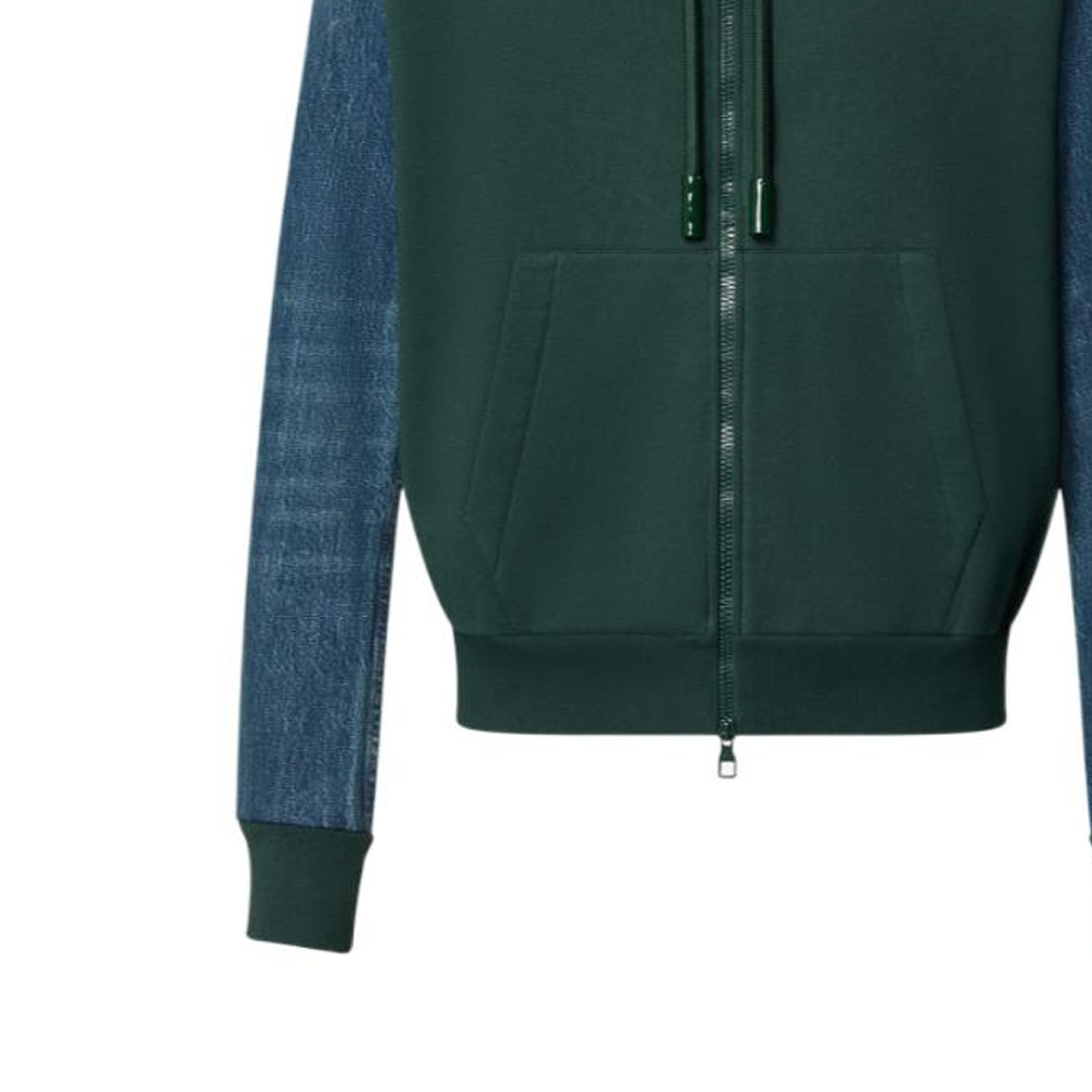 Sizing 路易威登 FW22 綠色牛仔滿版花紋連帽外套上衣。 1AAGPD