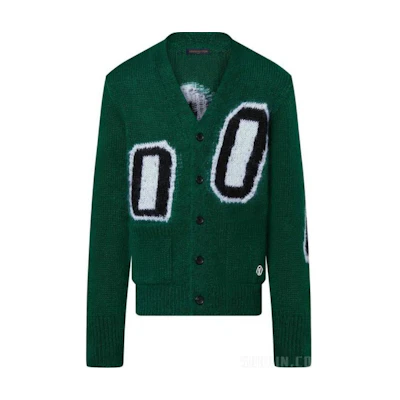 LOUIS VUITTON FW22 Green Mohair Alphabet Knit Sweater Long Fit. 1AAGNC