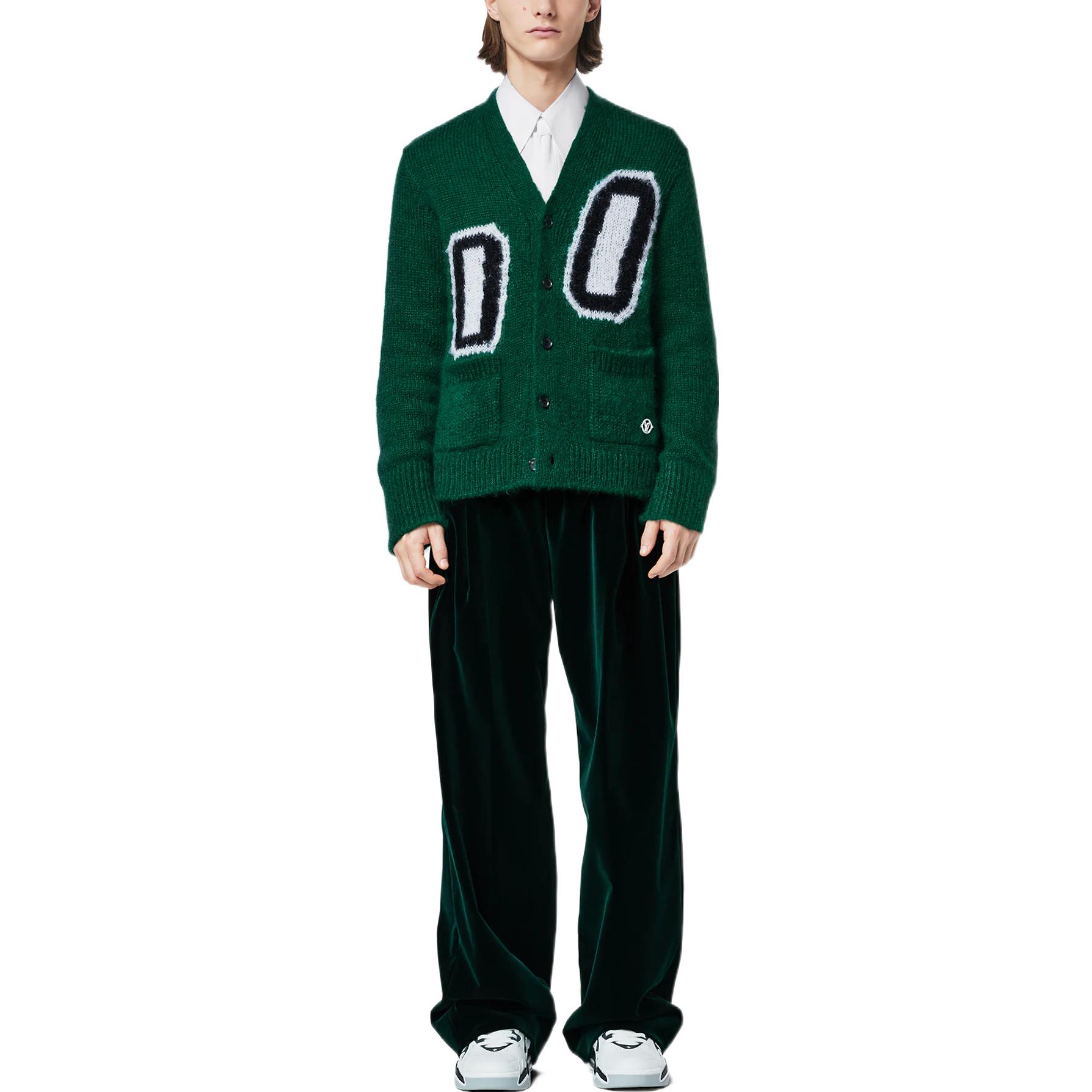 Shop LOUIS VUITTON FW22 Sweater Rajut Mohair Hijau Huruf Panjang Fit. 1AAGNC