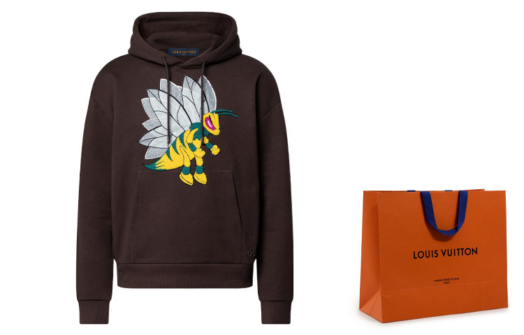 Details for 루이비통 FW22 로고 카툰 그래픽 브라운 후디 롱슬리브 풀오버. 1AAGPG