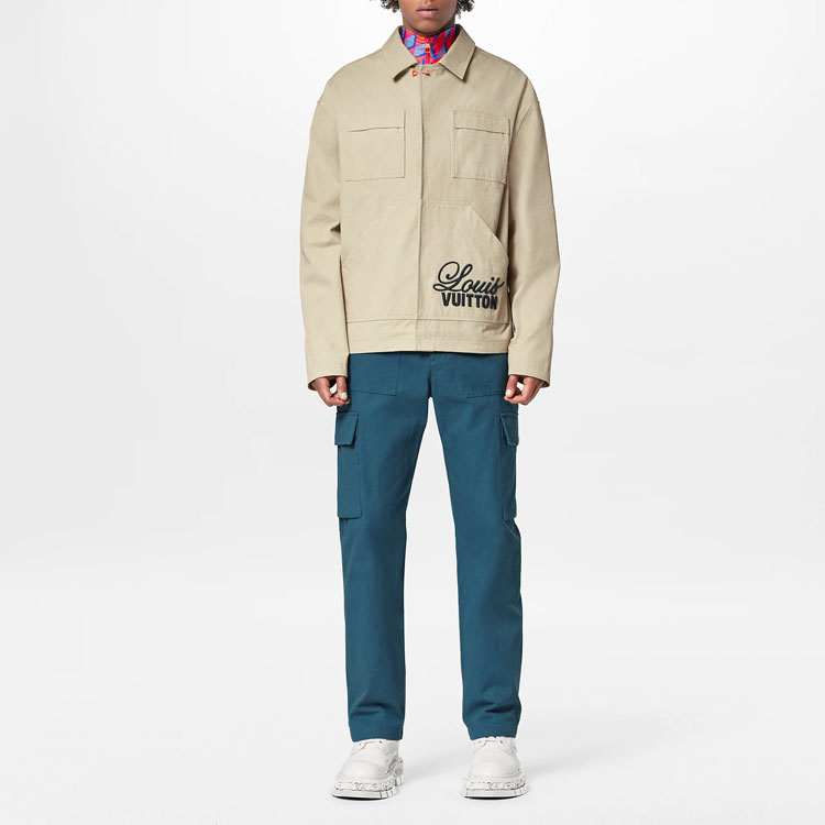 Lookbook 路易威登 FW22 男裝徽標圖案工裝外套 米色 1AAGR0