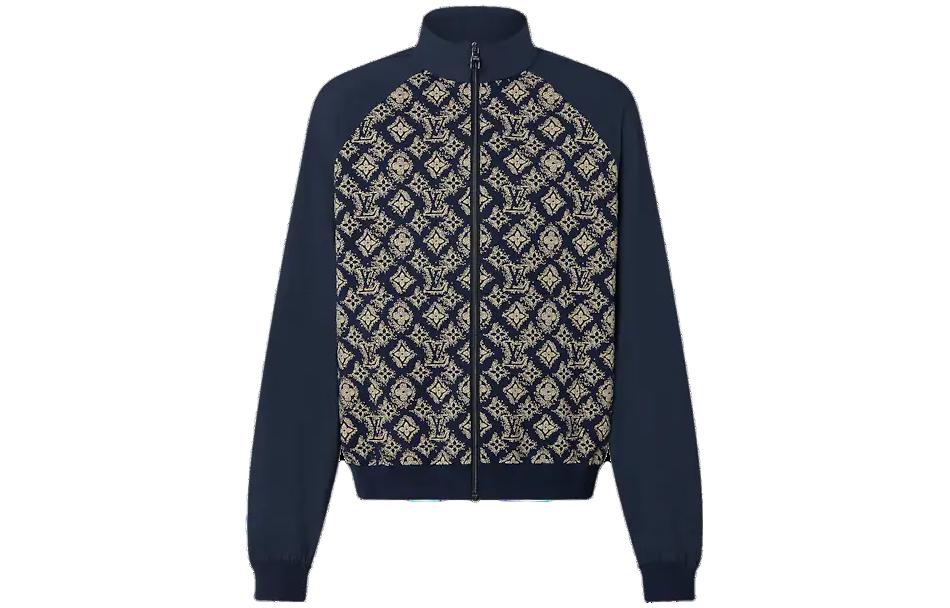 Louis Vuitton FW22 Logo Pattern Zip-Up Jacket Navy 1ABJEQ