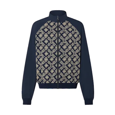 Louis Vuitton FW22 Logo Pattern Zip-Up Jacket Navy 1ABJEQ