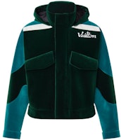 LOUIS VUITTON FW22 Logo Print Color-Block Velvet Hoodie Jacket Green Men. 1AAHI0 LOUIS VUITTON FW22 Logo Print Color-Block Velvet Hoodie Jacket Green Men. 1AAHI0