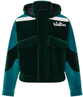 Order LOUIS VUITTON FW22 Logo Print Color-Block Velvet Hoodie Jacket Green Men. 1AAHI0