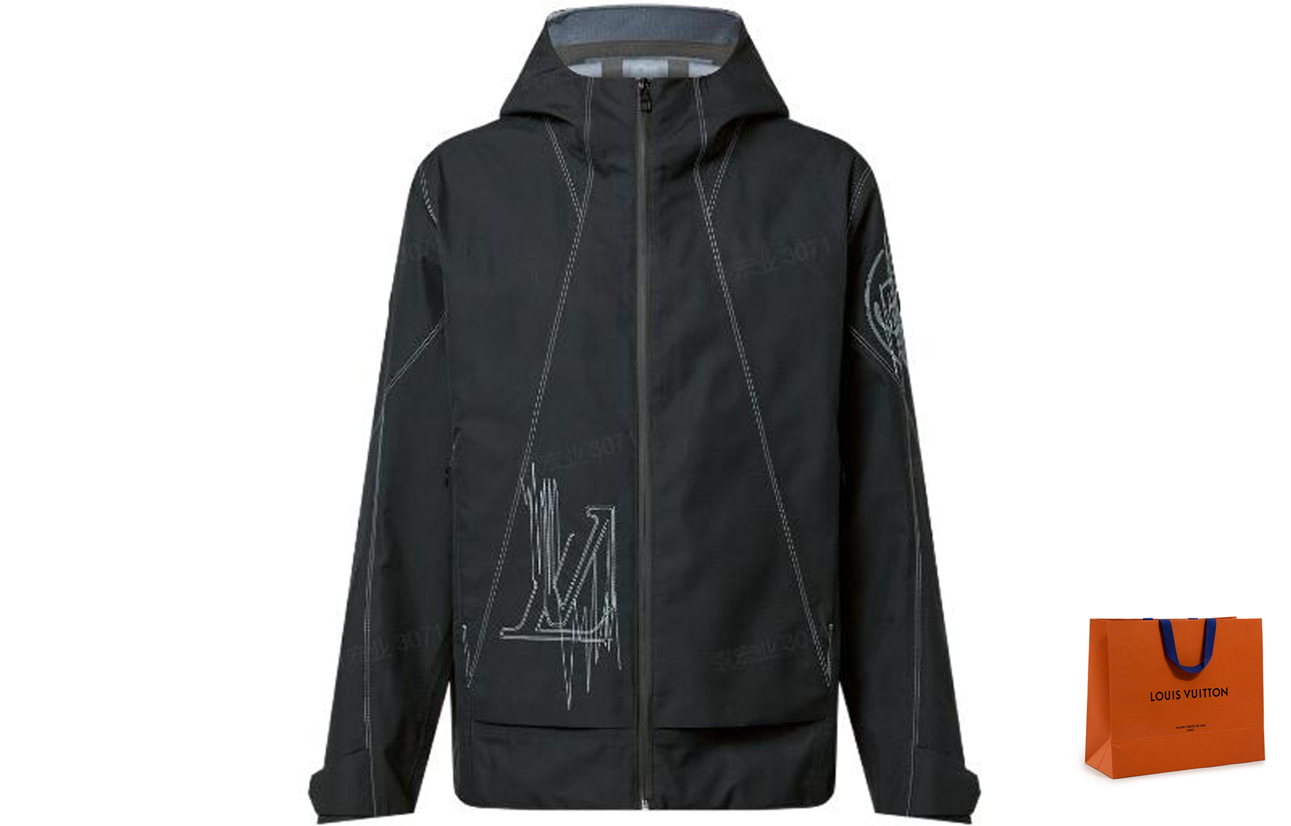 Cheap LOUIS VUITTON FW22 Logo Print Loose Fit Zip-Up Hoodie Jacket Men’s 1AATER