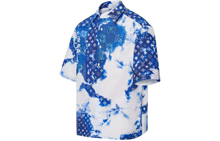 Shop Camisa Azul de Manga Corta Logo LOUIS VUITTON FW22 Hombre. 1AA4UD