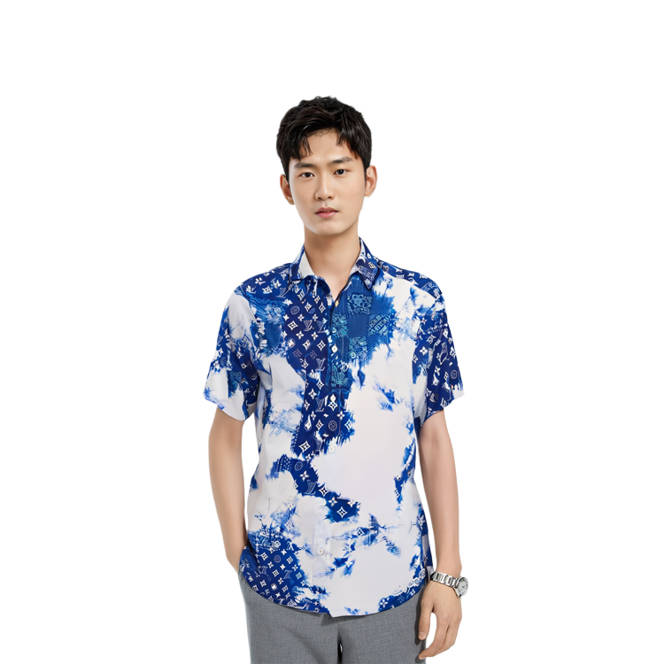 Details for Camisa Azul de Manga Corta Logo LOUIS VUITTON FW22 Hombre. 1AA4UD