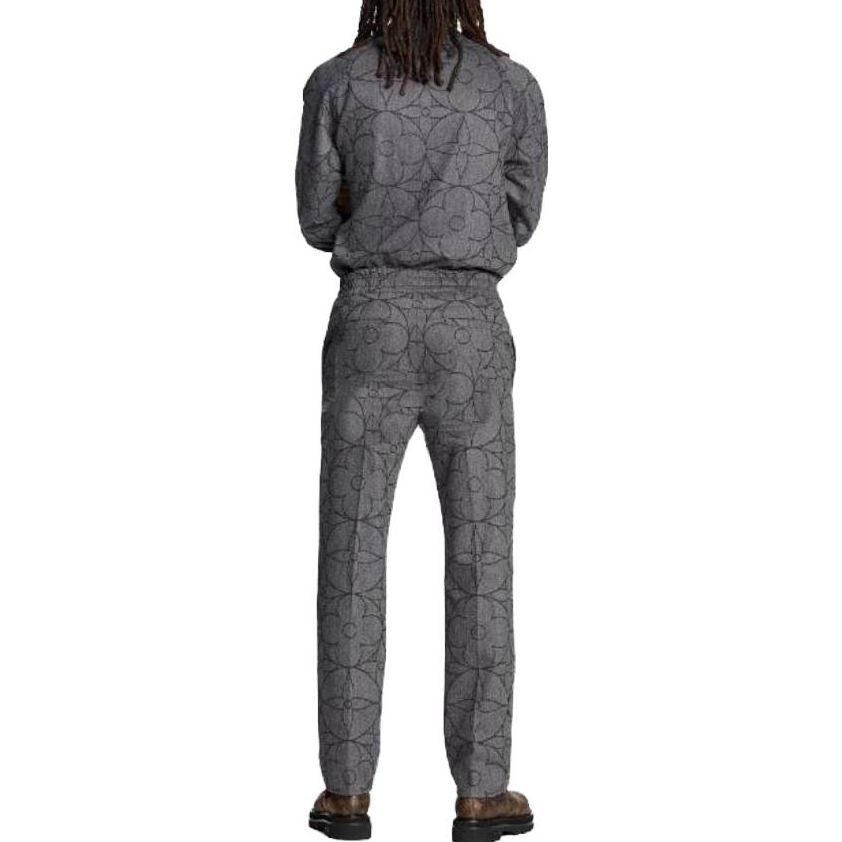 Shop Pantalones Casuales Grises Hombre LOUIS VUITTON FW22 Logo Cintura Elástica. 1A8HMX