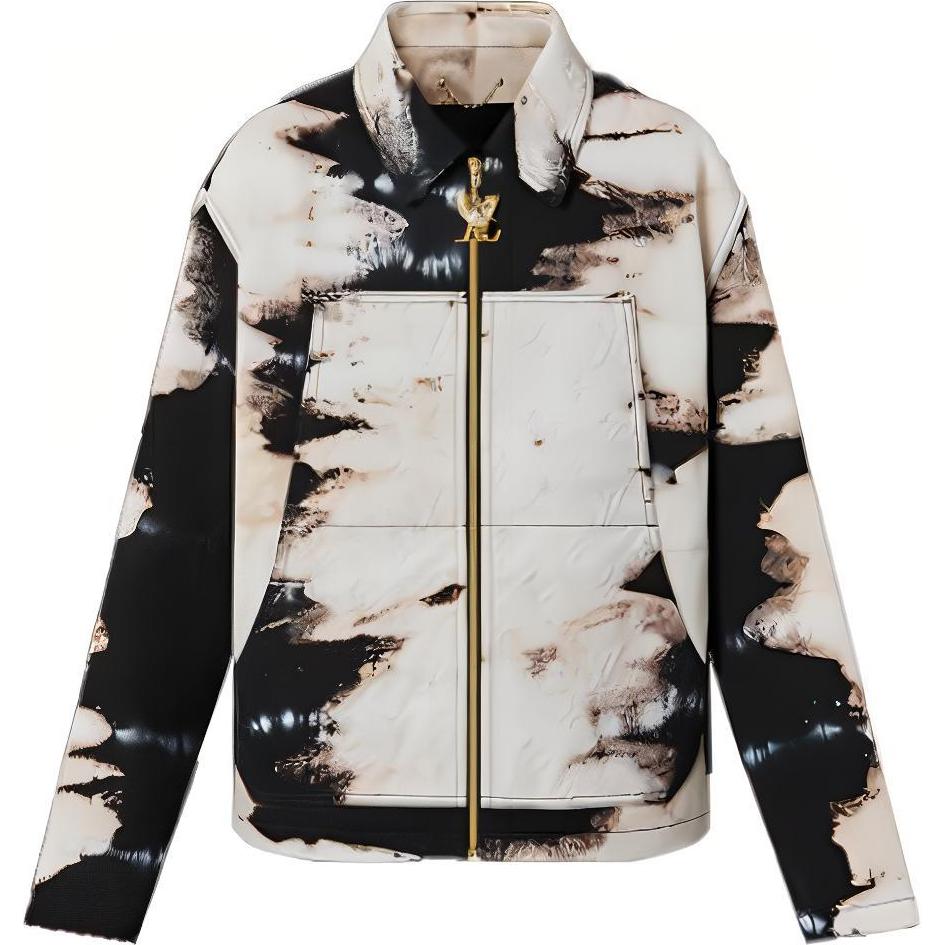 Louis Vuitton FW22 Logo Printed Tie-Dye Zip Work Jacket Multicolor Mens. 1AAH19