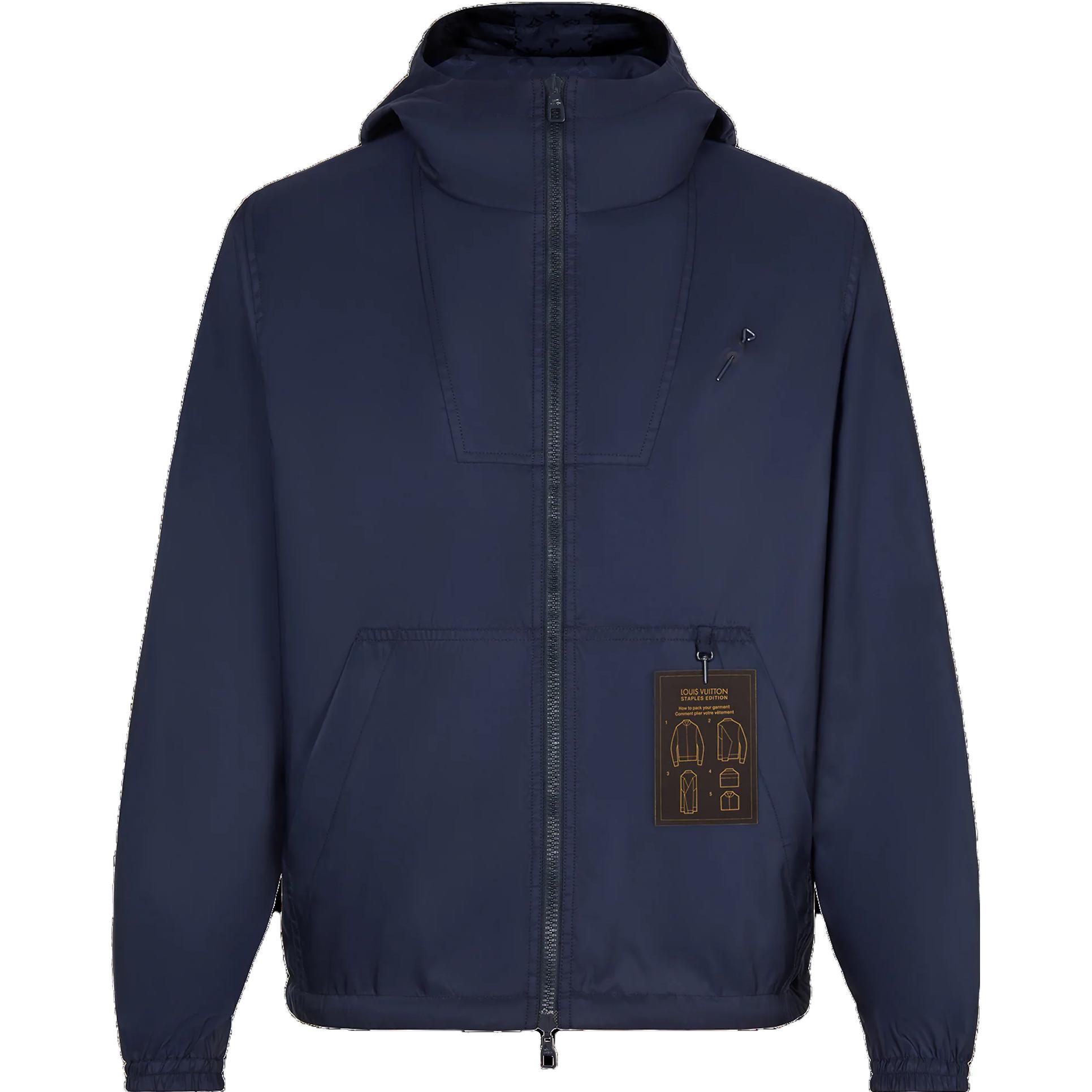 LOUIS VUITTON FW22 Logo Reversible Windbreaker Hooded Jacket Blue 1AAT31