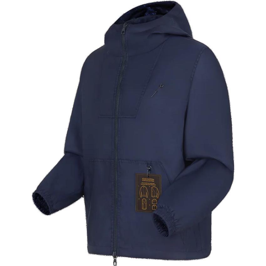 Shop 路易威登 FW22 藍色雙面Logo連帽防風外套 1AAT31