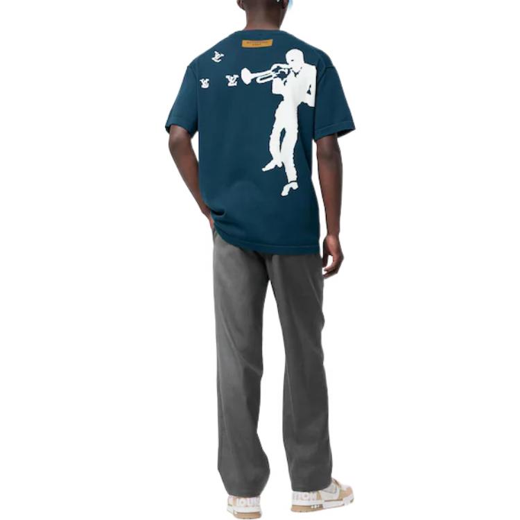 Shop Camiseta Azul LOUIS VUITTON FW22 Logo Manga Corta Moda 1AA4SZ