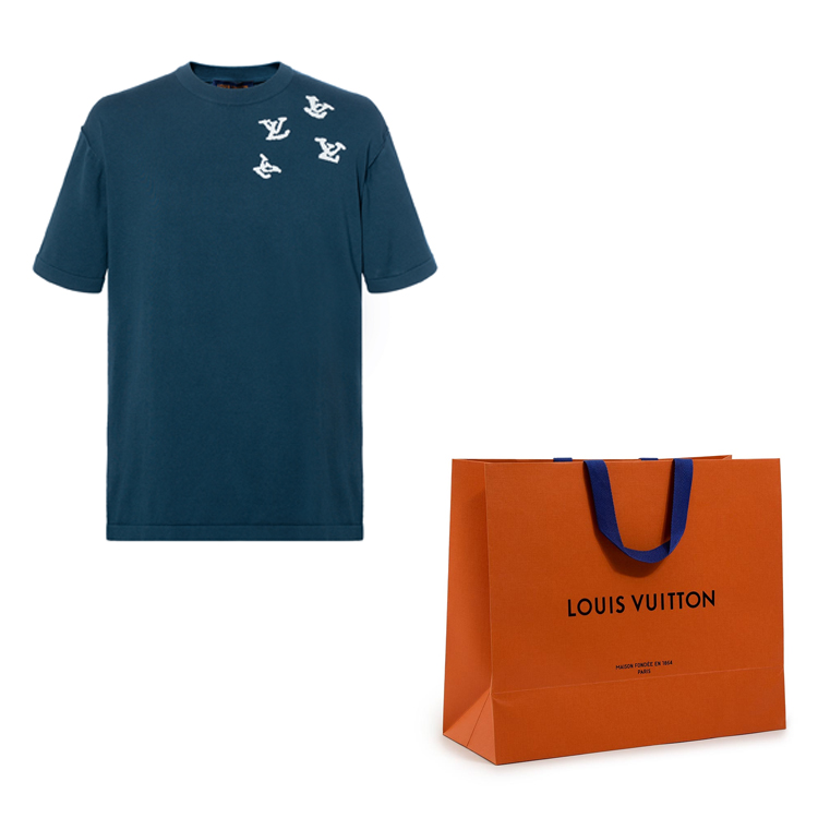 Cheap Camiseta Azul LOUIS VUITTON FW22 Logo Manga Corta Moda 1AA4SZ