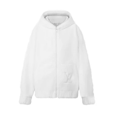 Louis Vuitton FW22 Monogram Logo Knit Hoodie Jacket White Men’s 1AAI0S