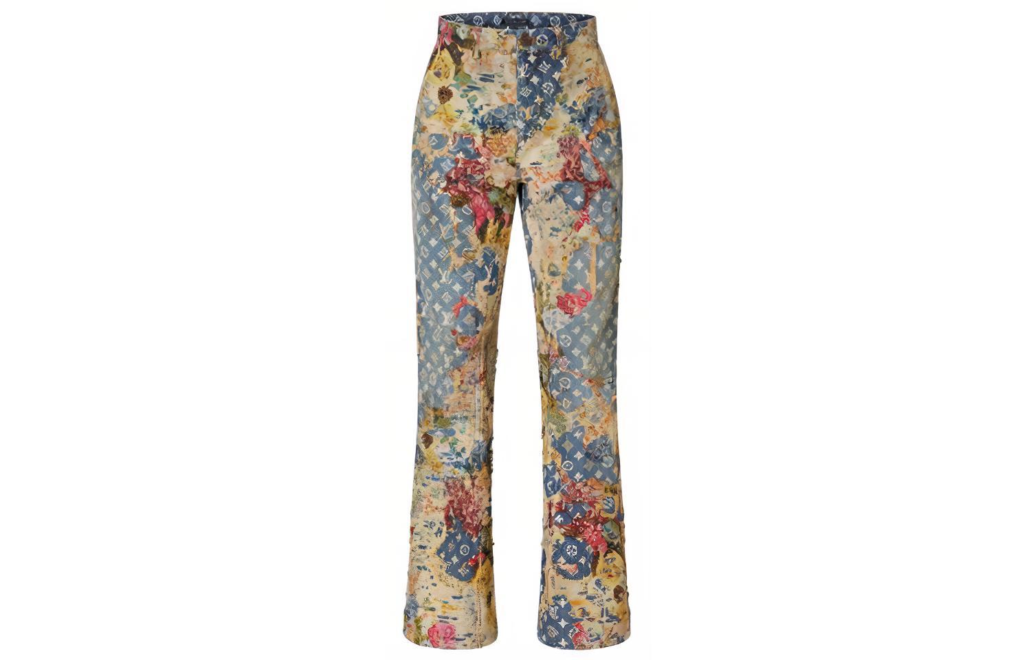 LOUIS VUITTON FW22 Monogram Patchwork Flared Jeans Blue 1AAGQQ