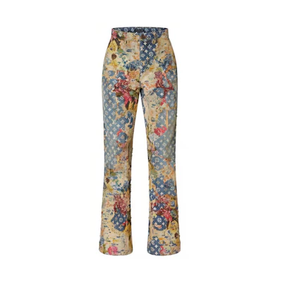 LOUIS VUITTON FW22 Monogram Patchwork Flared Jeans Blue 1AAGQQ