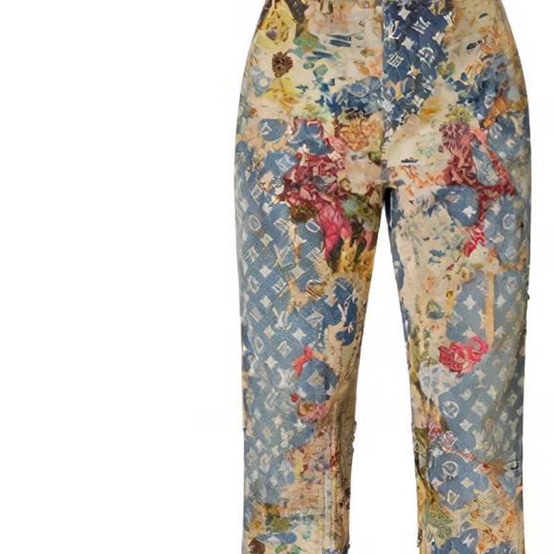 Details for 路易威登 FW22 蓝色蒙ogram拼接喇叭牛仔裤 1AAGQQ