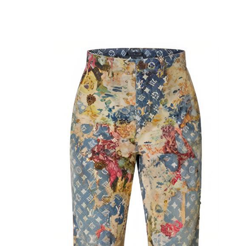 Sizing 路易威登 FW22 蓝色蒙ogram拼接喇叭牛仔裤 1AAGQQ