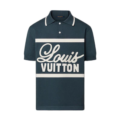 LOUIS VUITTON FW22 Monogram Print Straight-Cut Polo Shirt Blue Menswear 1AAGMX