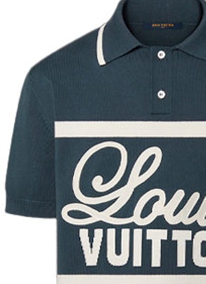 루이비통 FW22 모노그램 프린트 스트레이트 컷 폴로 셔츠 블루 남성용 1AAGMX Sizing 루이비통 FW22 모노그램 프린트 스트레이트 컷 폴로 셔츠 블루 남성용 1AAGMX