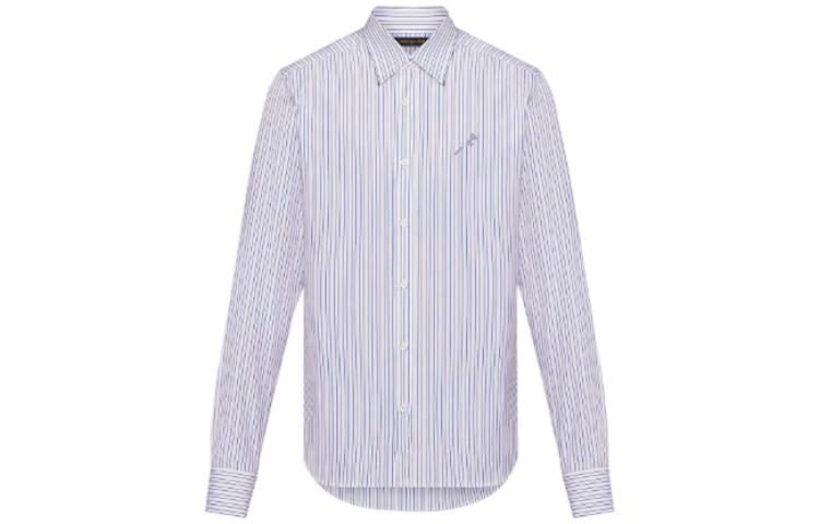 LOUIS VUITTON FW22 Monogram Stripe Print White Button-Up Long Sleeve Shirt Mens 1AA5GG