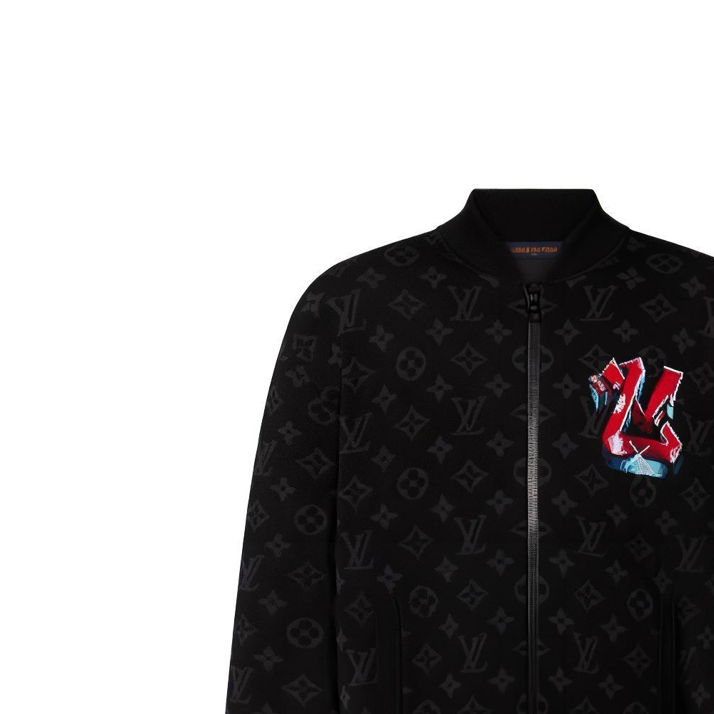 Sizing LOUIS VUITTON FW22 Jaket Hitam Monogram Zip-Up Waist 1AA4XT