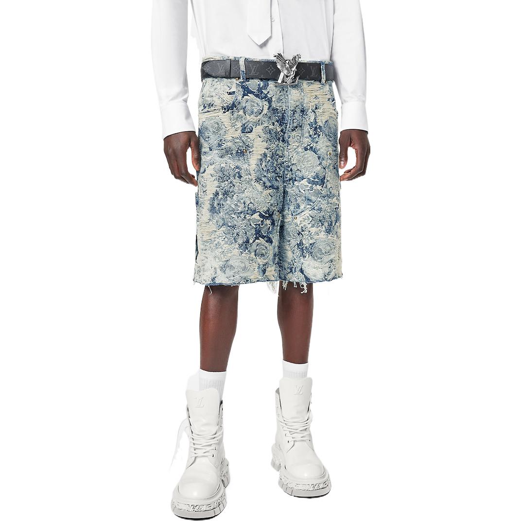 Lookbook LOUIS VUITTON FW22 Seluar Pendek Denim Corak Multicolor Biru Lelaki. 1AAGTA