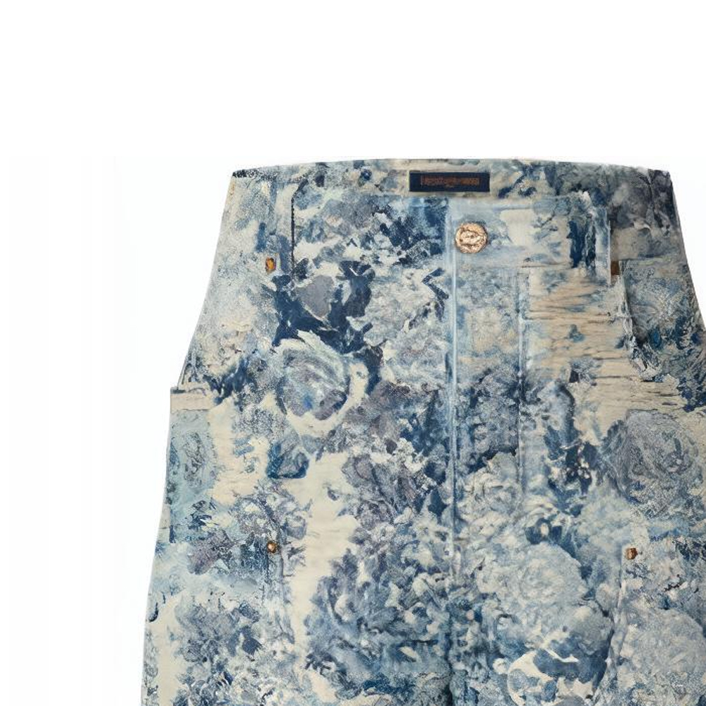 Details for LOUIS VUITTON FW22 Seluar Pendek Denim Corak Multicolor Biru Lelaki. 1AAGTA