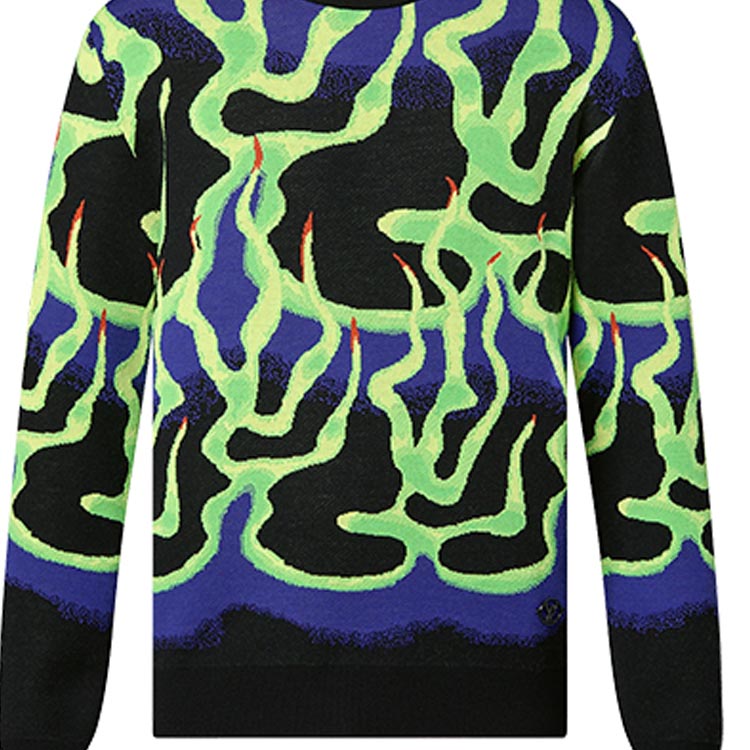 Details for LOUIS VUITTON FW22 Pattern Jacquard Crewneck Sweater Multicolor Pria. 1AA54D