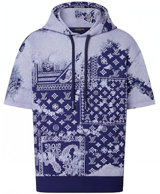 루이비통 FW22 패턴 프린트 오버사이즈 반팔 후디 블루 티셔츠 1AA5EF Order 루이비통 FW22 패턴 프린트 오버사이즈 반팔 후디 블루 티셔츠 1AA5EF