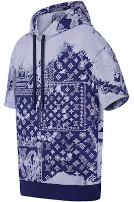 루이비통 FW22 패턴 프린트 오버사이즈 반팔 후디 블루 티셔츠 1AA5EF Shop 루이비통 FW22 패턴 프린트 오버사이즈 반팔 후디 블루 티셔츠 1AA5EF