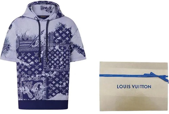 루이비통 FW22 패턴 프린트 오버사이즈 반팔 후디 블루 티셔츠 1AA5EF Details for 루이비통 FW22 패턴 프린트 오버사이즈 반팔 후디 블루 티셔츠 1AA5EF
